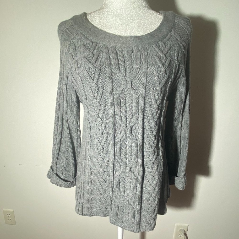 Coldwater Creek Gray Cable Knit Women's Sweater Size Small (6-8)